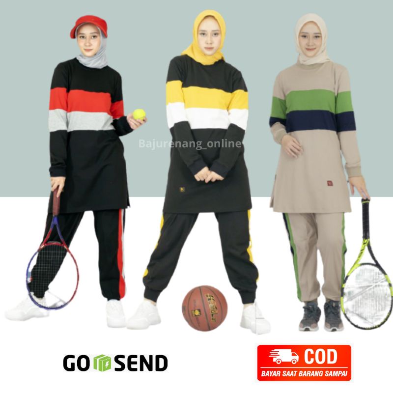 BMS 35 Baju Seragam olahraga muslimah wanita sport syari Believe stelan Perempuan senam atas bawah B