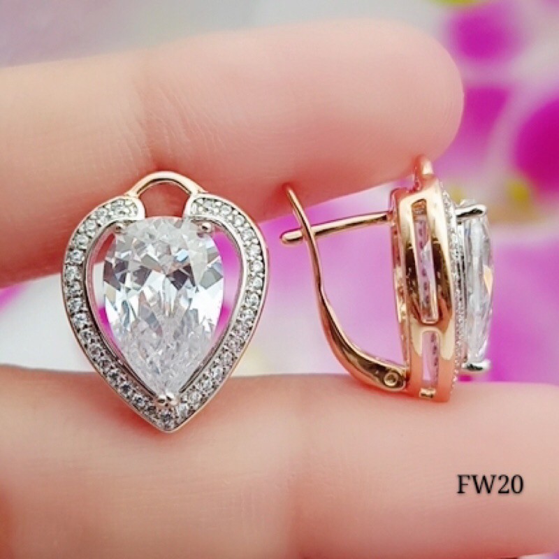 xuping anting permata putih lapisan emas terlaris star+