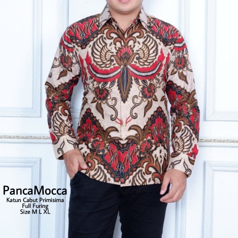 Kemeja Batik Warna Mocca Batik Pria Warna Moka Batik Lengan Panjang Mocca Batik Panca Mocca