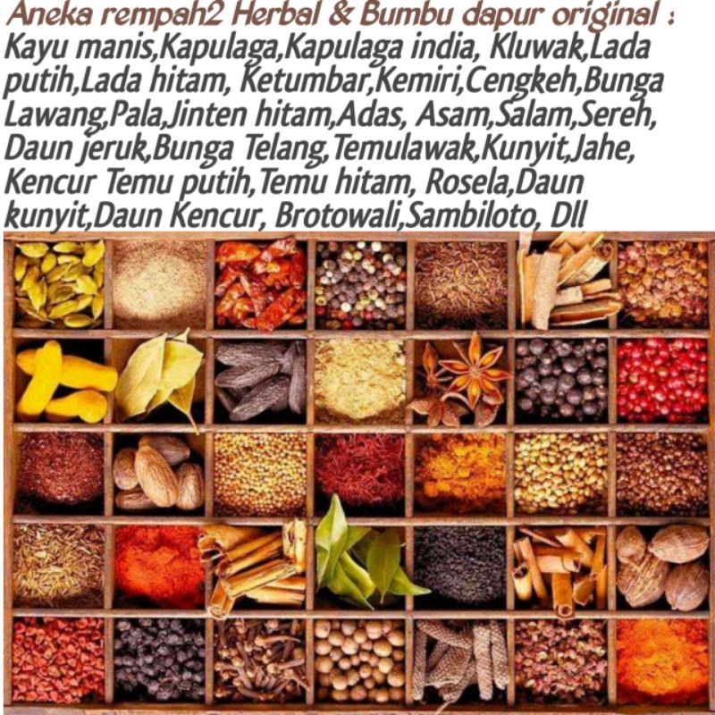 

Aneka rempah rempah herbal bumbu dapur kemasan ekonomis