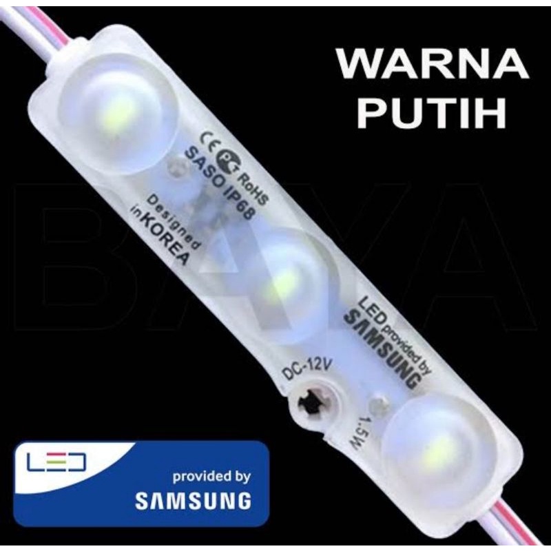 lampu variasi LED provided by SAMSUNG 6618 injeksi DC 12 VOLT 1.5 WATT 3 lampu SASO IP68 led putih White 3M neon box aquarium lampu motor mobil bus truk