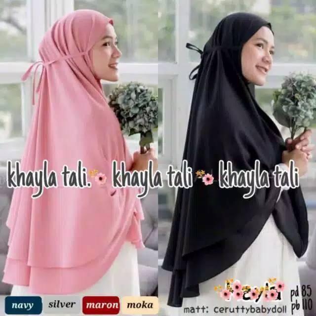Khimar Khayla, jilbab Jumbo Tali Belakang 2 layer non pet, Jilbab Instan