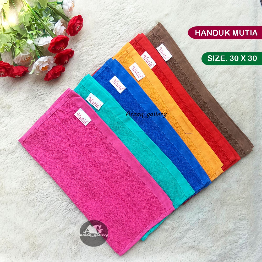 6pc - HANDUK SAPU TANGAN MUTIA UK 30x30 ,Handuk Muka , Handuk Kecil