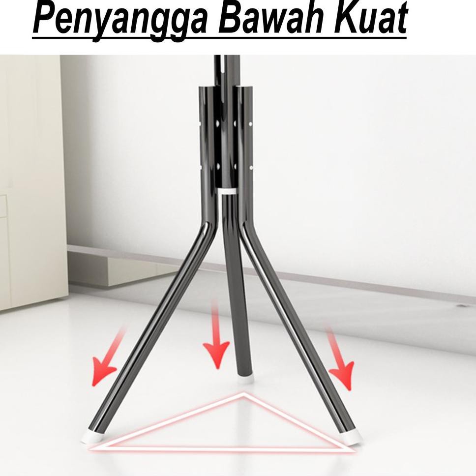 Stand Hanger Gantungan Baju Uk 175cm x 40cm Gantungan Tas dan Topi Coat Rack Bahan Pipa Baja Kuat &amp; Praktis