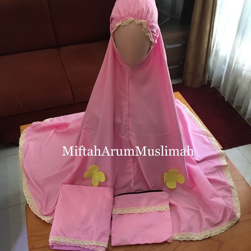 Mukena Anak Katun Polos Renda 7-12th