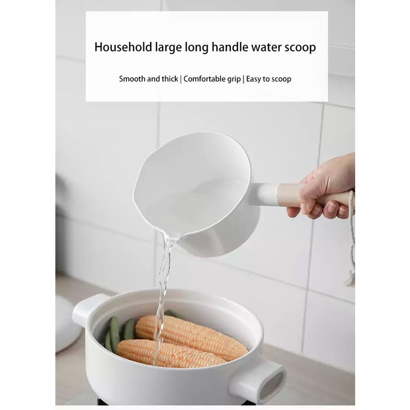 gayung air masak dapur wooden long handle ladle / water scoop thick plastic / gayung ciduk kamar mandi bathroom kitchen