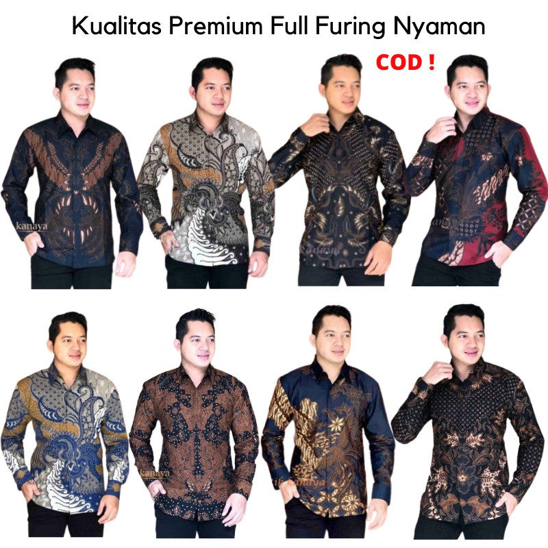 ASTAGUNA SERAGAM KANTOR BAJU KEMEJA ATASAN BATIK PRIA LENGAN PANJANG PREMIUM MODERN KATUN FURING