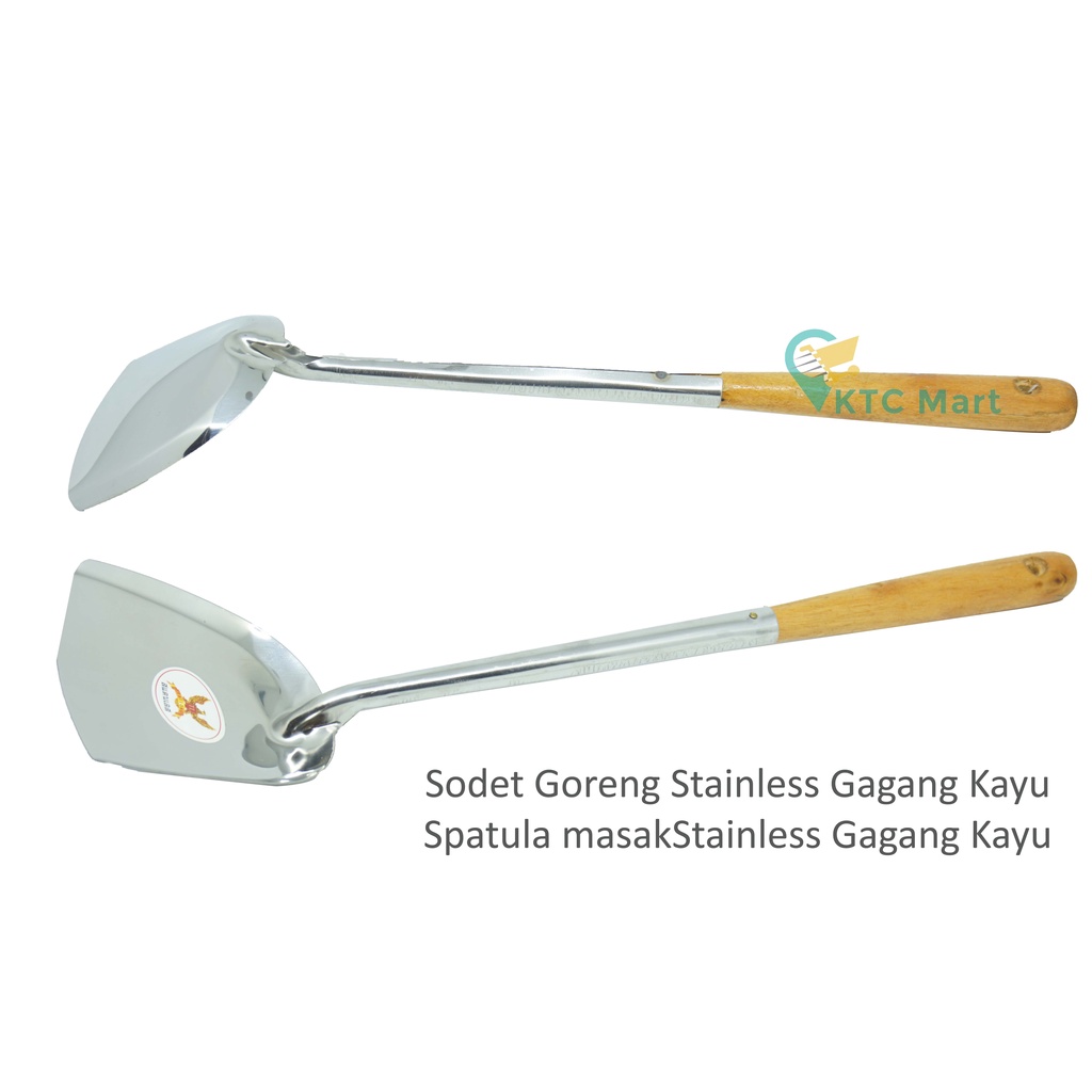 KTCmart - Spatula Goreng Stainless Gagang Kayu MURAH Sendok Goreng/ Sodet Goreng Sutil Goreng