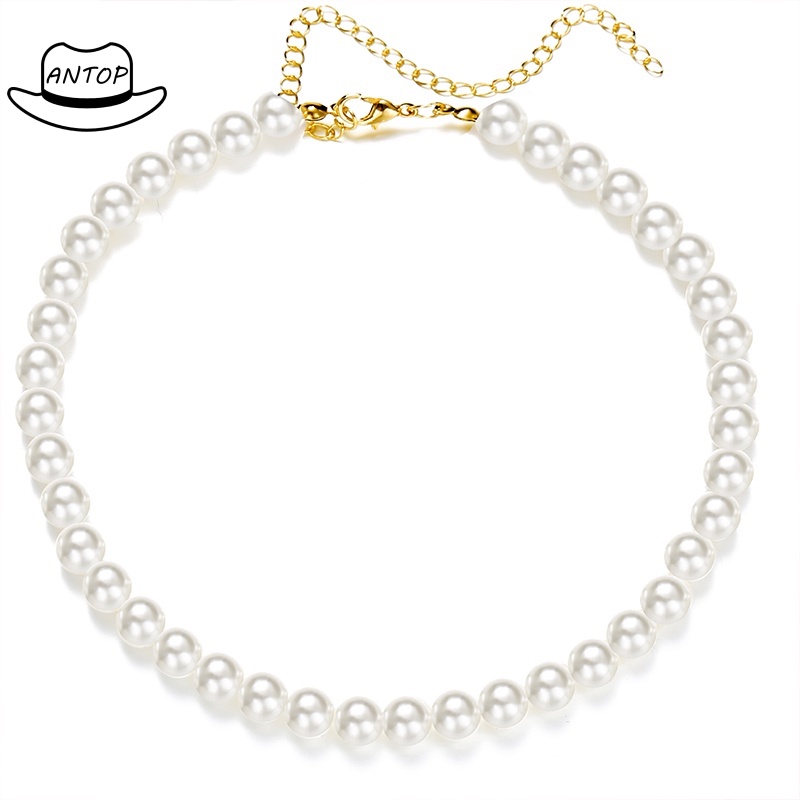 Kalung Choker Rantai Klavikula Hias Mutiara Gaya Korea Untuk Aksesoris Perhiasan ANTOP