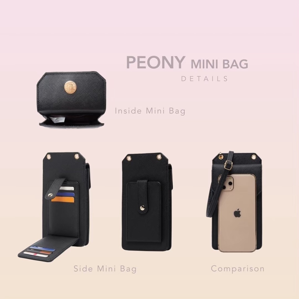 Jims honey Tas Selempang Sling Bag Tempat HP Remaja Cewek Wanita Import Mini Kecil Kekinian Terbaru Korea Peony Mini Bag