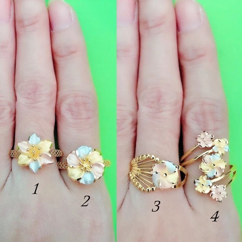 Cincin bunga 3 warna UBS BG kadar 375 8k mix