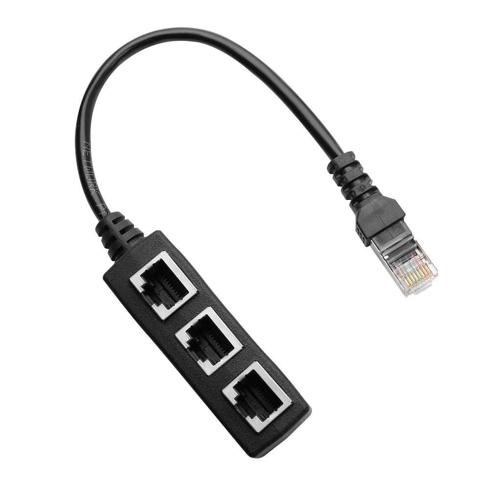 sell RJ45 LAN Ethernet Network Connector Splitter 1 to 3 - Hitam