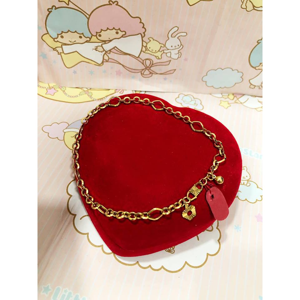 Gelang rantai hollow variasi apel ukir 1x bola kerincing mas kuning