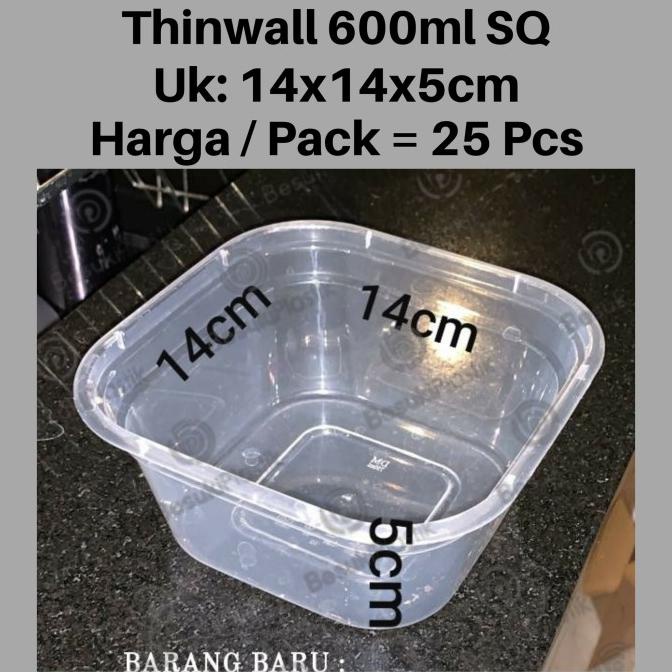 Thinwall 600ml SQ Kotak Persegi / Thinwall DM 600ml Square JUAL