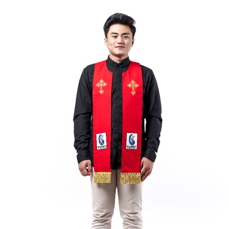 GPdI -  Stola Merah Ungu Bordir - Cotton Tropical - Jos Miracle Bandung - Miracle - JMB