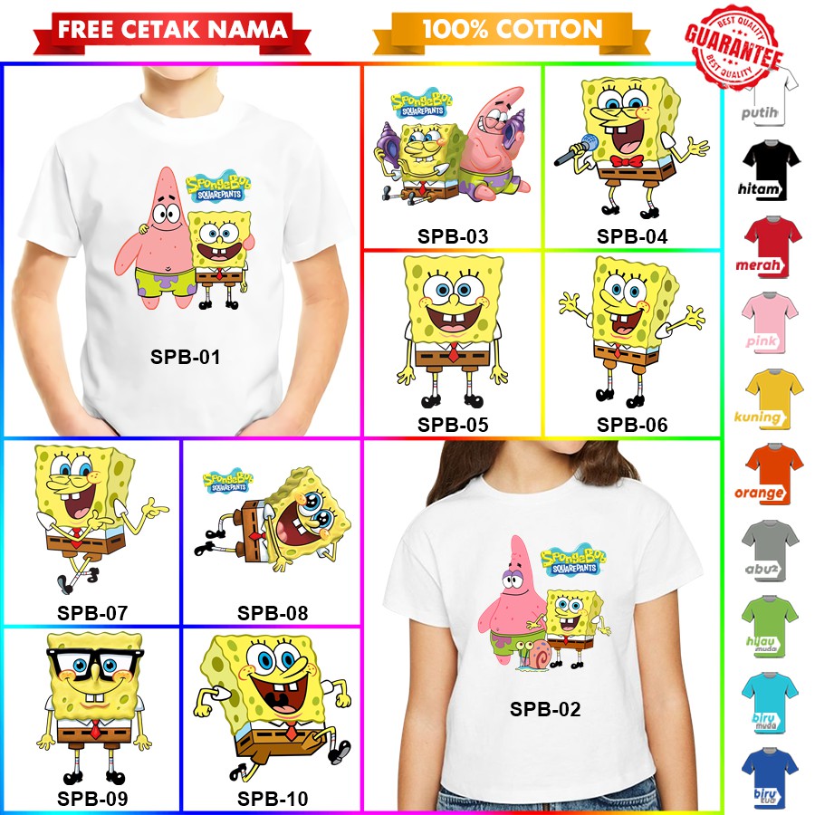 [FREE NAMA!!] Baju Kaos COUPLE  ANAK DAN DEWASA SPONGEBOB BANYAK MOTIF