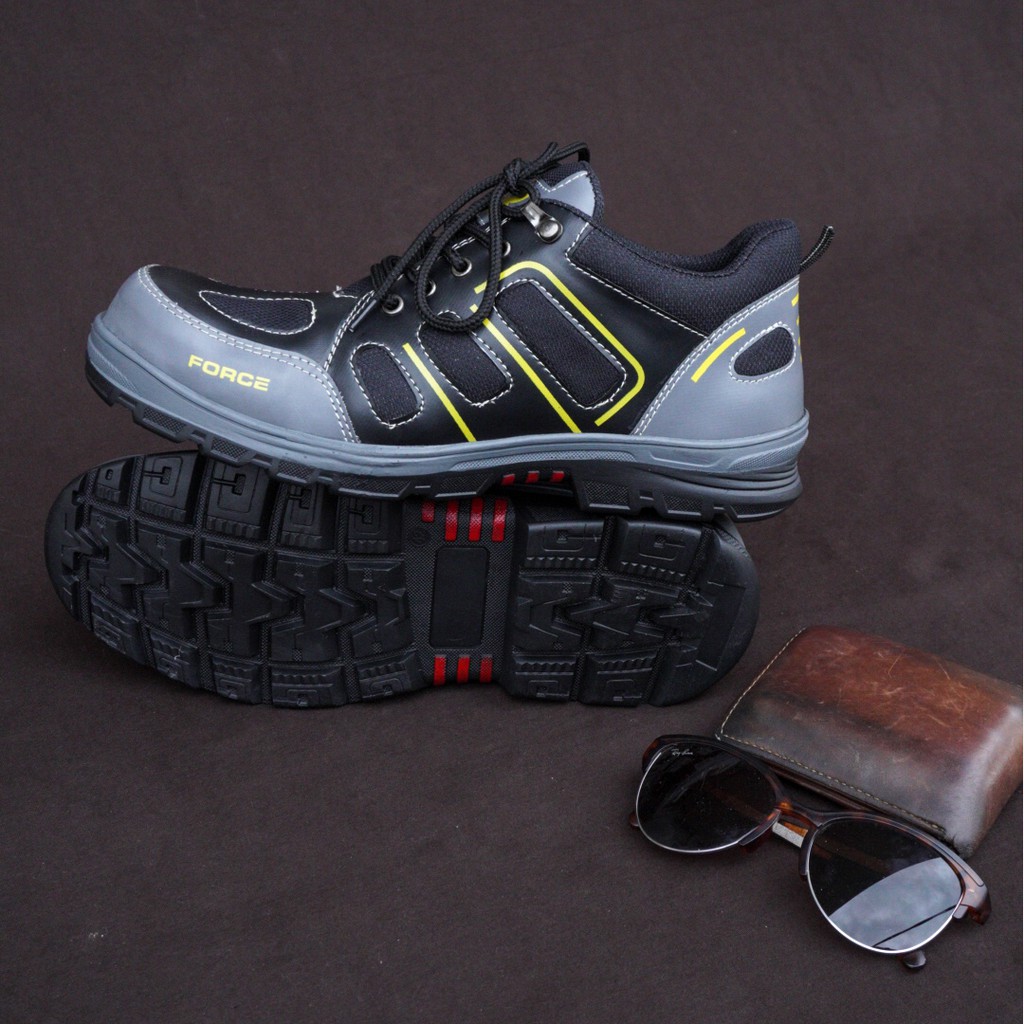 Black Force Elder Hitam - Sepatu Boots Pendek Safety Ujung Besi Bikers Hiking Gunung Kerja Laki -COD