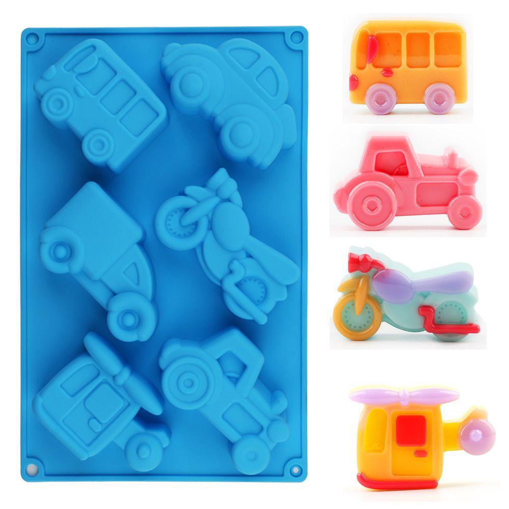 Solighter Cetakan Sabun Silikon 3D Membuat Perlengkapan Mobil Bayi Kaki Berbentuk 6rongga Handmade Soaps Supplies