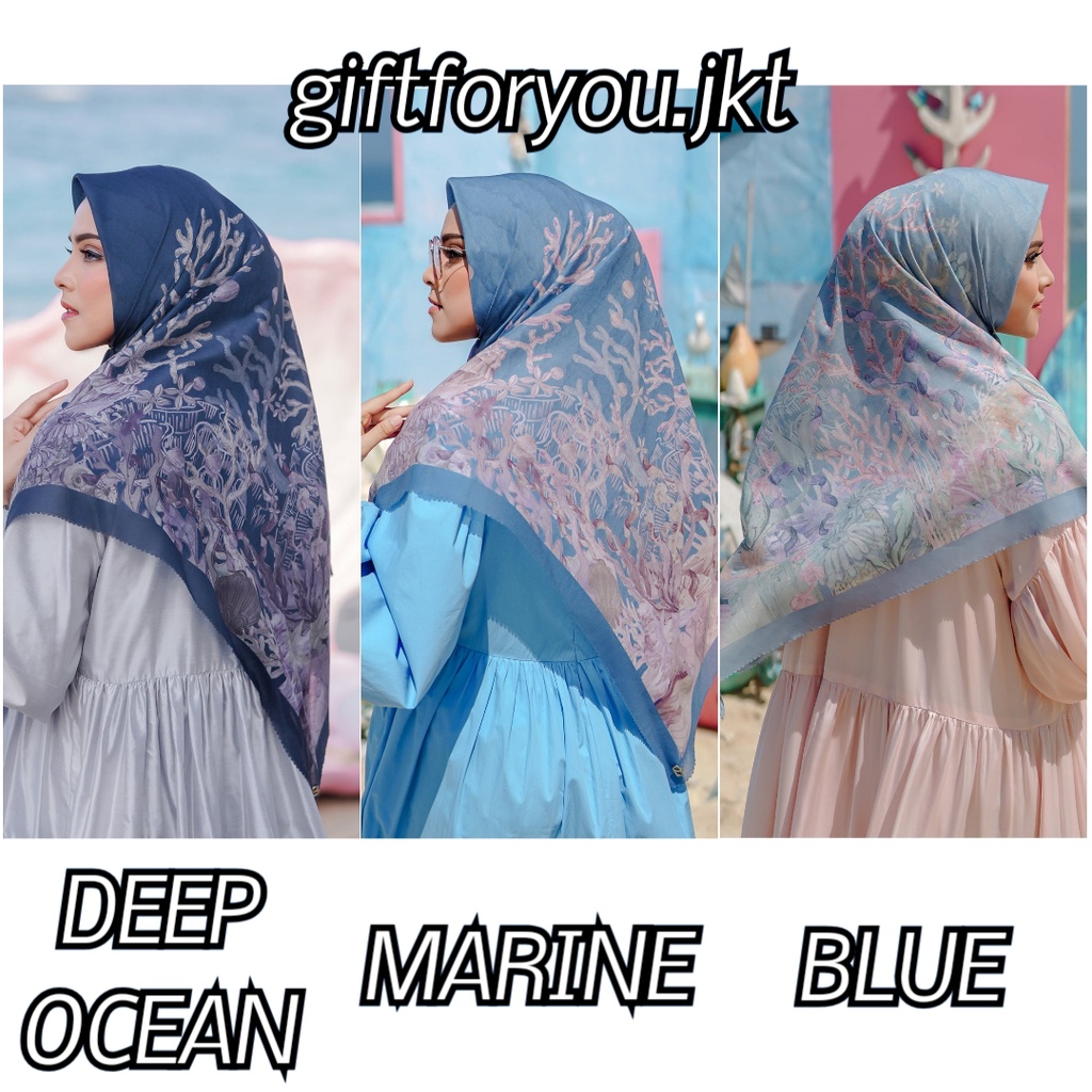 Buttonscarves The Little Mermaid Voal Square XL Jilbab Hijab Ocean Marine Kerudung Premium Original