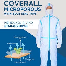 Apd Hazmat Microporus Seal plus Shoes Cover all size Kemenkes