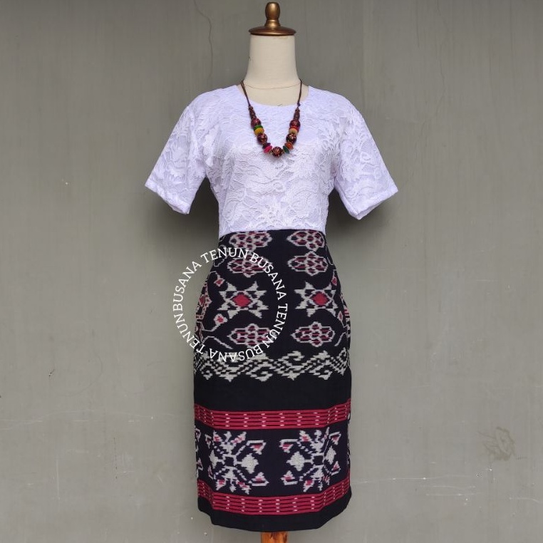 DRES TENUN KOMBINASI BROKAT DAN KEMEJA TENUN KOMBINASI KATUN POLOS