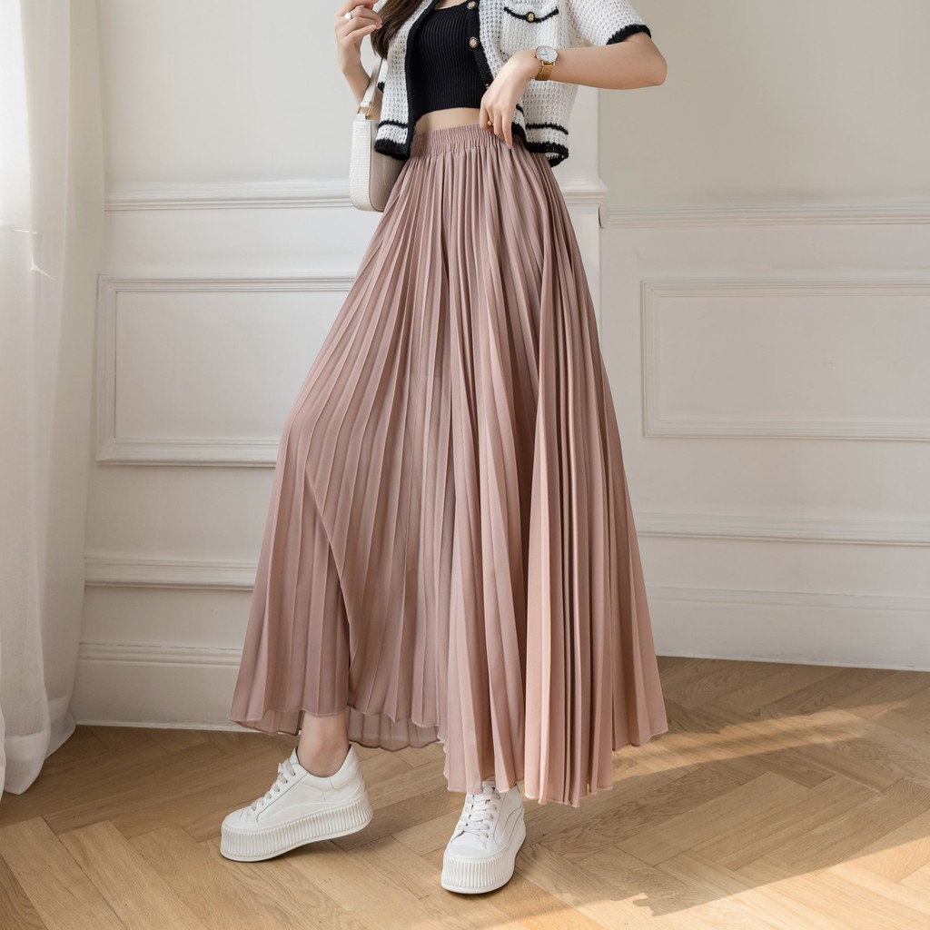 【Blossom】korean  Plain Pleated Wide Leg Pants 7258