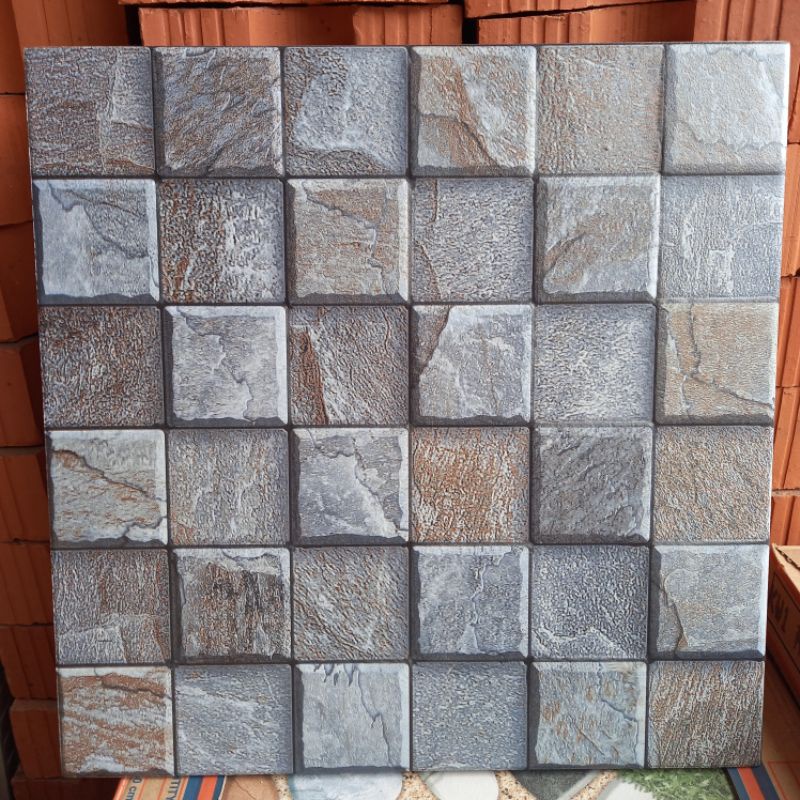 Jual KERAMIK LANTAI TAMAN - TERAS - GARASI 40X40 KASAR TIMBUL- MOTIF