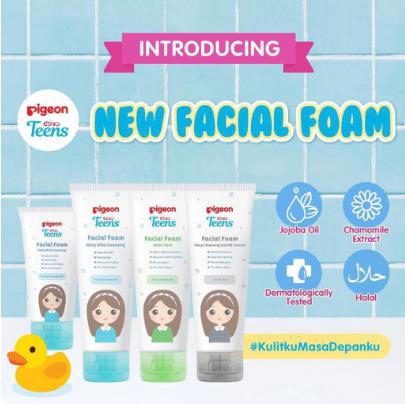 ^ KYRA ^ Pigeon Teens Facial Foam Face Wash For Daily Acne Prone Moisturizer Pembersih Dan Pelembab Wajah