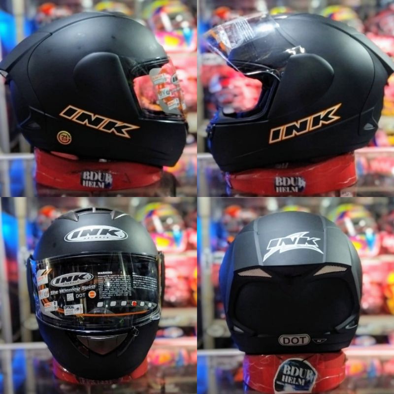 HELM INK CL-MAX SERI #7 BLACK/RED DOFF ORIGINAL 100% REAL PICT-INK SOLID BLACK DOF