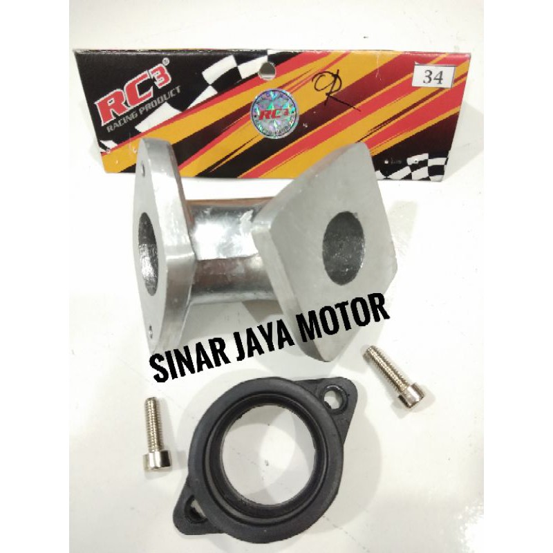 Intake intek manifold Rc3 untuk motor bebek Jupiter z vega Supra Kharisma untuk pakai karbu 34mm