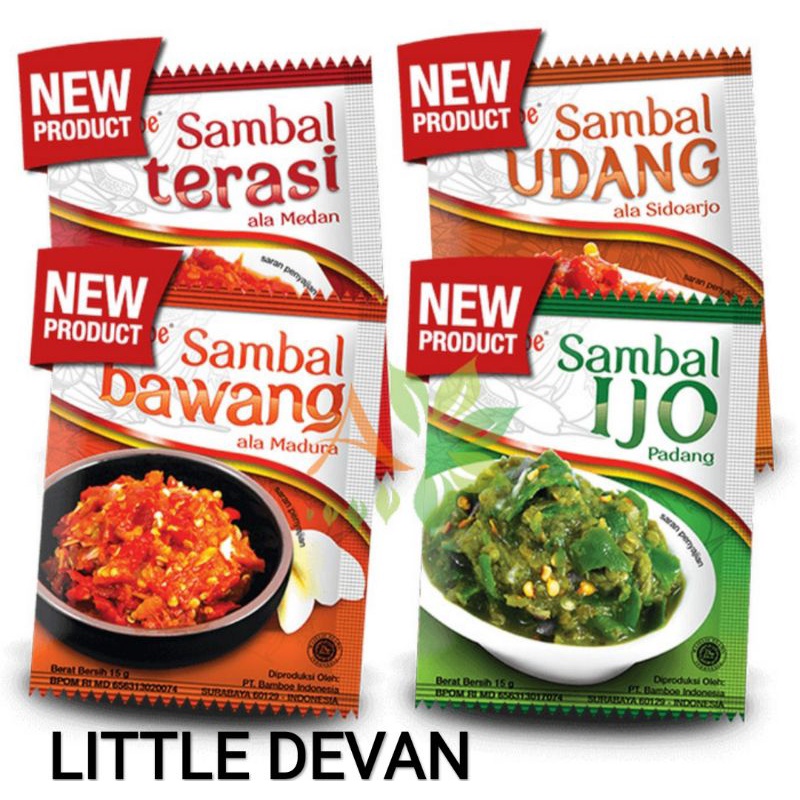 New!! sambal bamboe terasi udang bawang ijo 10 sachet @ 15gr