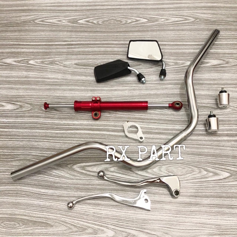 Stang rx king chrome+stabilizer stang merah+jalu stang chrome+spion mini rx king