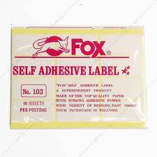 

Fox Self Adhesive Label / Kertas Sticker Label 99 - 108 / Pak Isi 10 Sheets