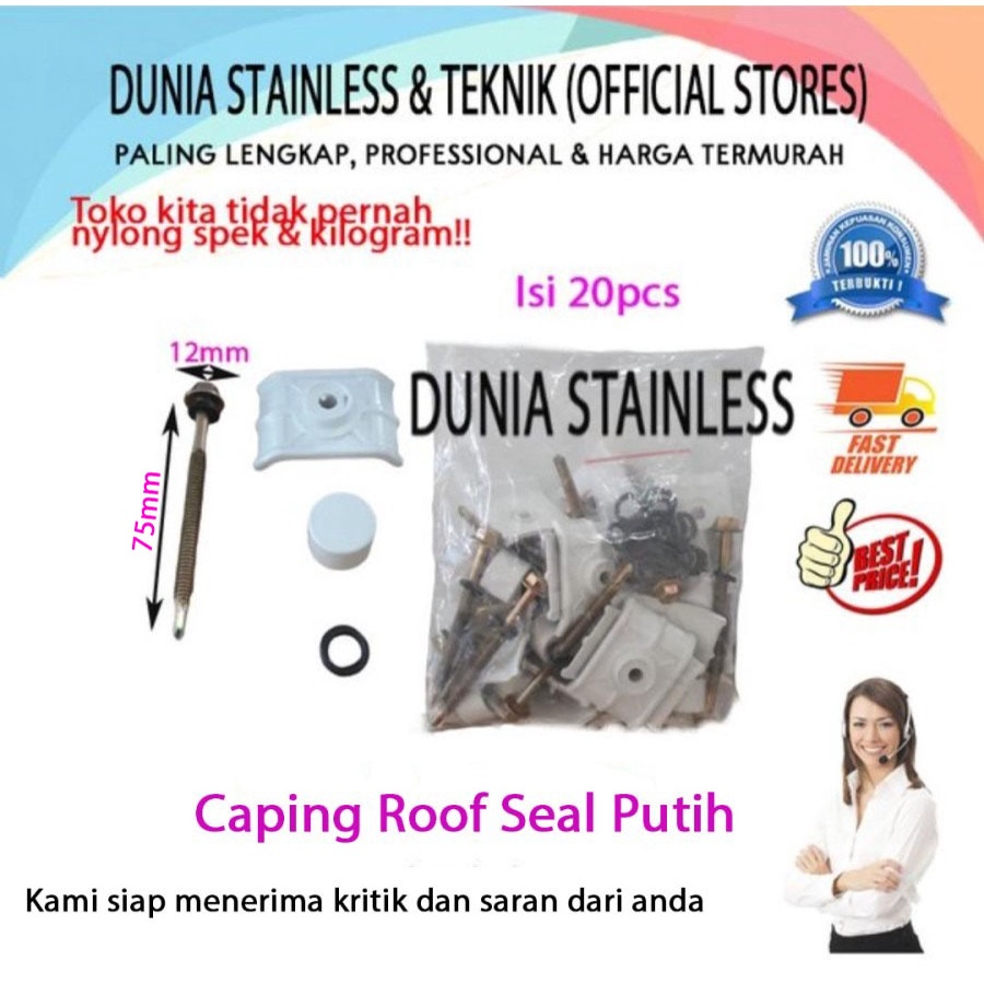 Baut Caping Roof Seal white Atap Ecoroof Alderon UPVC per 20pcs