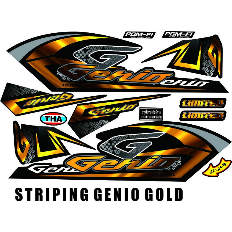 STICKER STRIPING VARIASI ALL HONDA GENIO GOLD CUSTOM STRIPING GENIO GOLD