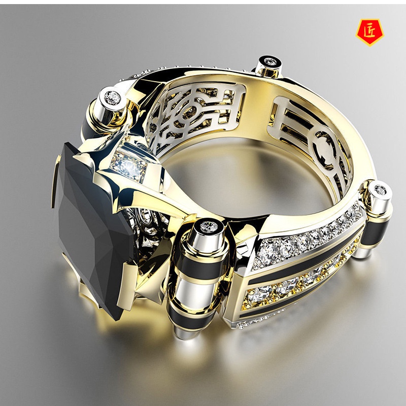 [Ready Stock]Creative Men's Domineering Color Separation Ring