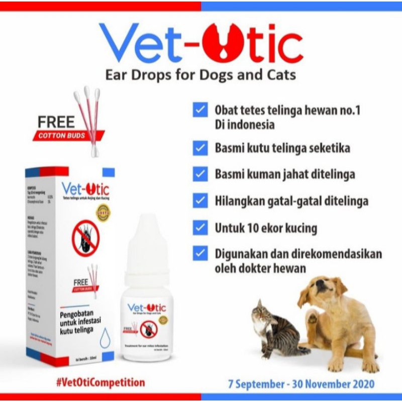 (1 box = isi 24pcs) vet-otic / vet otic obat tetes kutu telinga kucing anjing