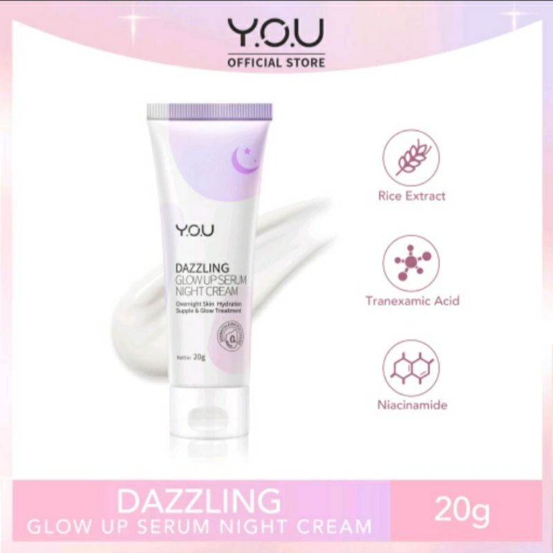 YOU Dazzling Glow up Protection Day Cream & Serum Night Cream 20gr (Paket Krim Wajah)