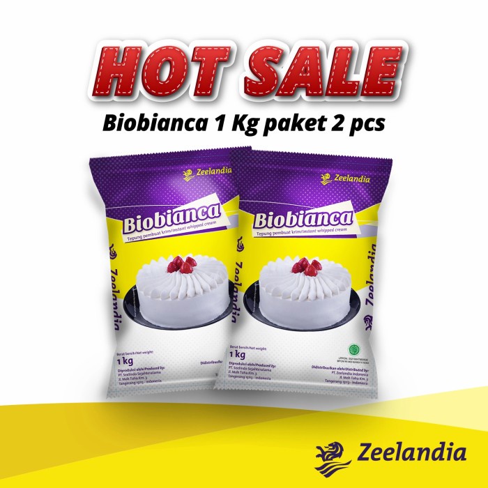 

Biobianca 1kg (Paket 2 pack) - Zeelandia - Whip cream