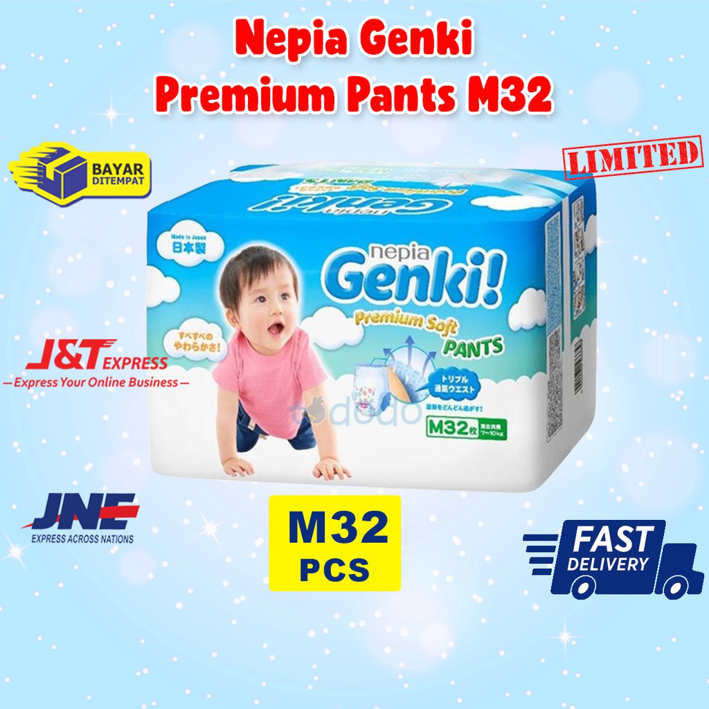 Nepia Genki Premium Pants M32 - Popok Tipe Celana