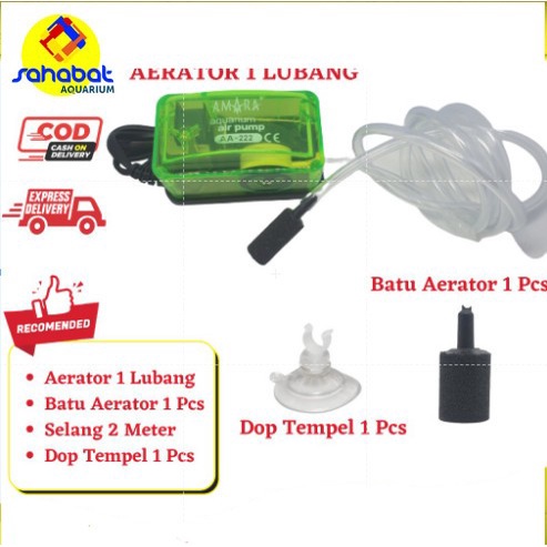 PAKET AERATOR LENGKAP 1 LUBANG mesin gelembung udara aquarium Airator - Amara