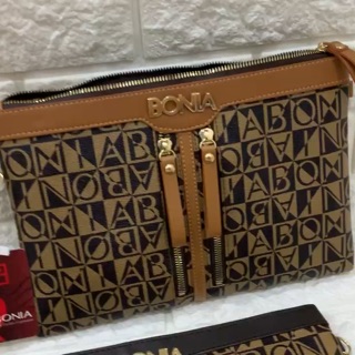 Clutch BONIA DOUBLE ZIPPER Super Premium import tas  batam 