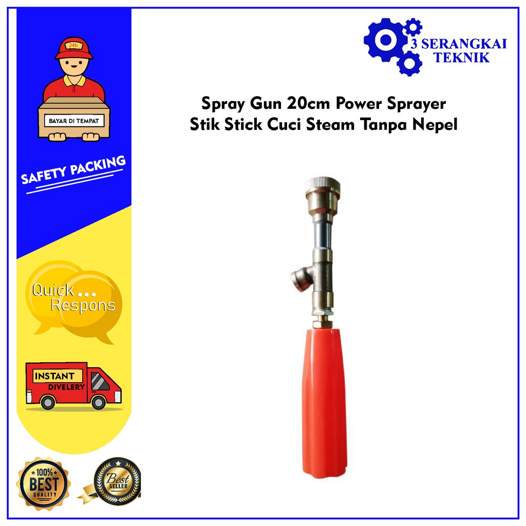 Spray Gun 20cm Power Sprayer Stik Stick Cuci Steam Tanpa Nepel