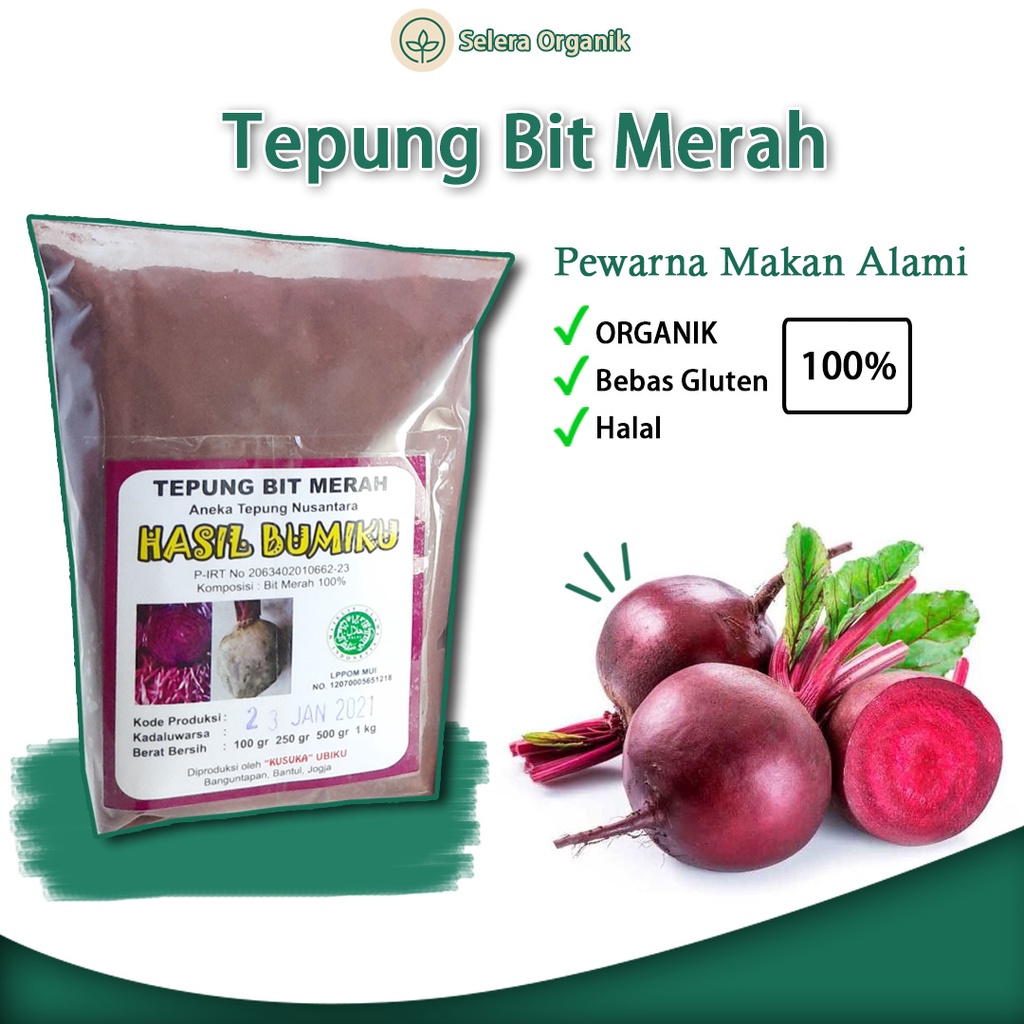 

Tepung Bit Merah Organik (1kg) Gluten Free | Selera Organik Jogja - 1kg