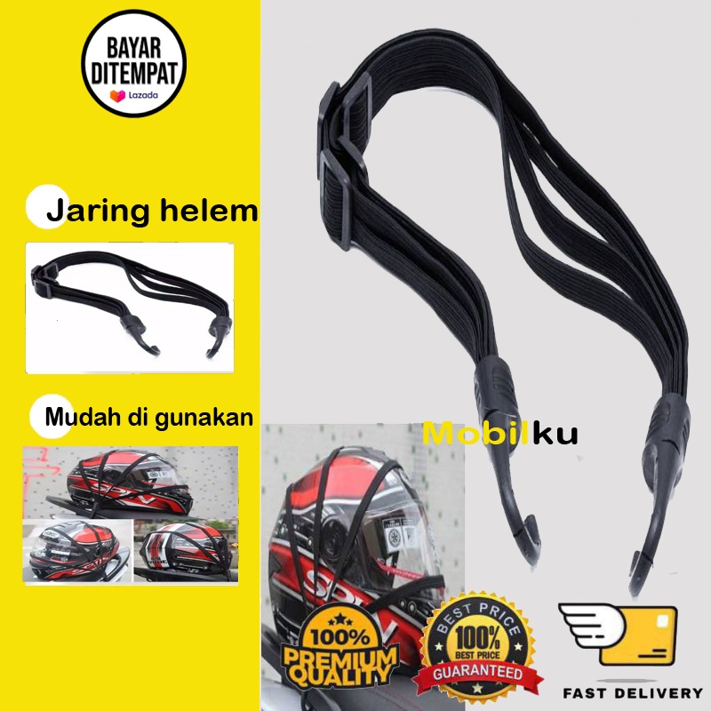 [BISA COD] Tali Pengikat Helm Motor 2 Kait Jaring Pengikat Jog Helm