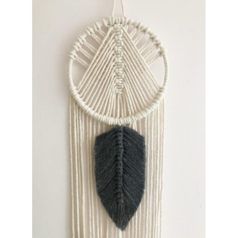 READY STOK) macrame hiasan dinding tengah daun abu / macrame wall hanging(HD 036)