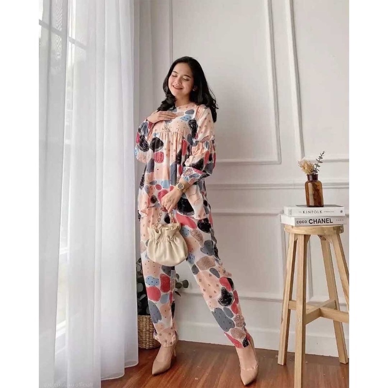 One set Rayon Premium Setelan Piyama Motif Terbaru-Malika Set