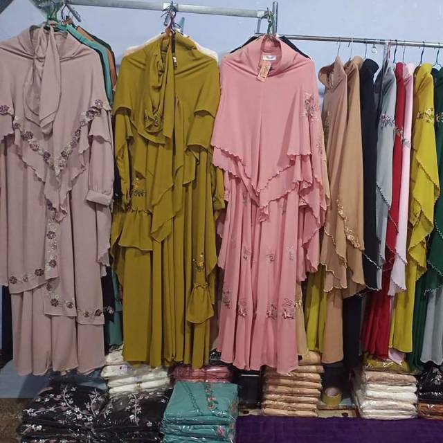 Set gamis ceruty babydoll premium/kualitas butik asli