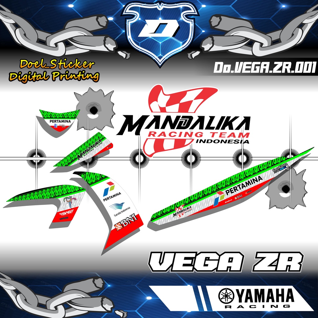 Sticker Striping VEGA ZR List Variasi Hologram , Crome Desain Mandalika Racing Doel 001