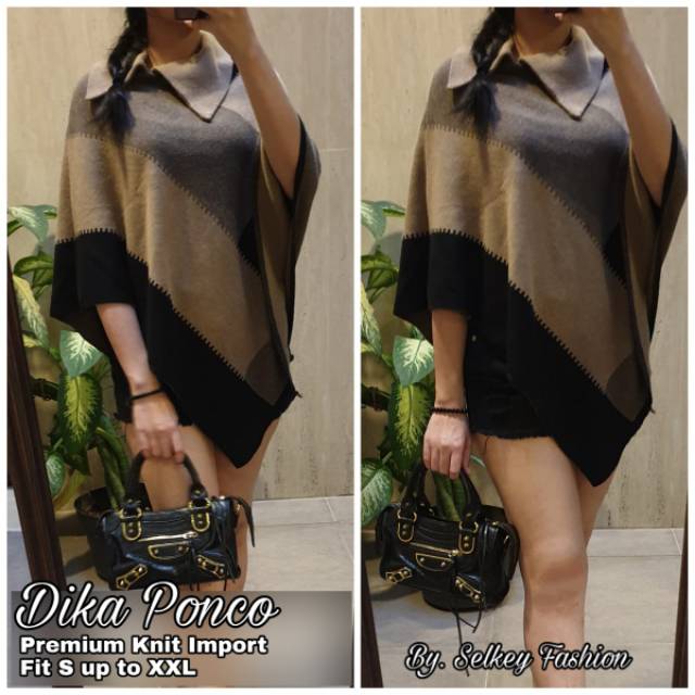 Dika ponco rajut premium knit import